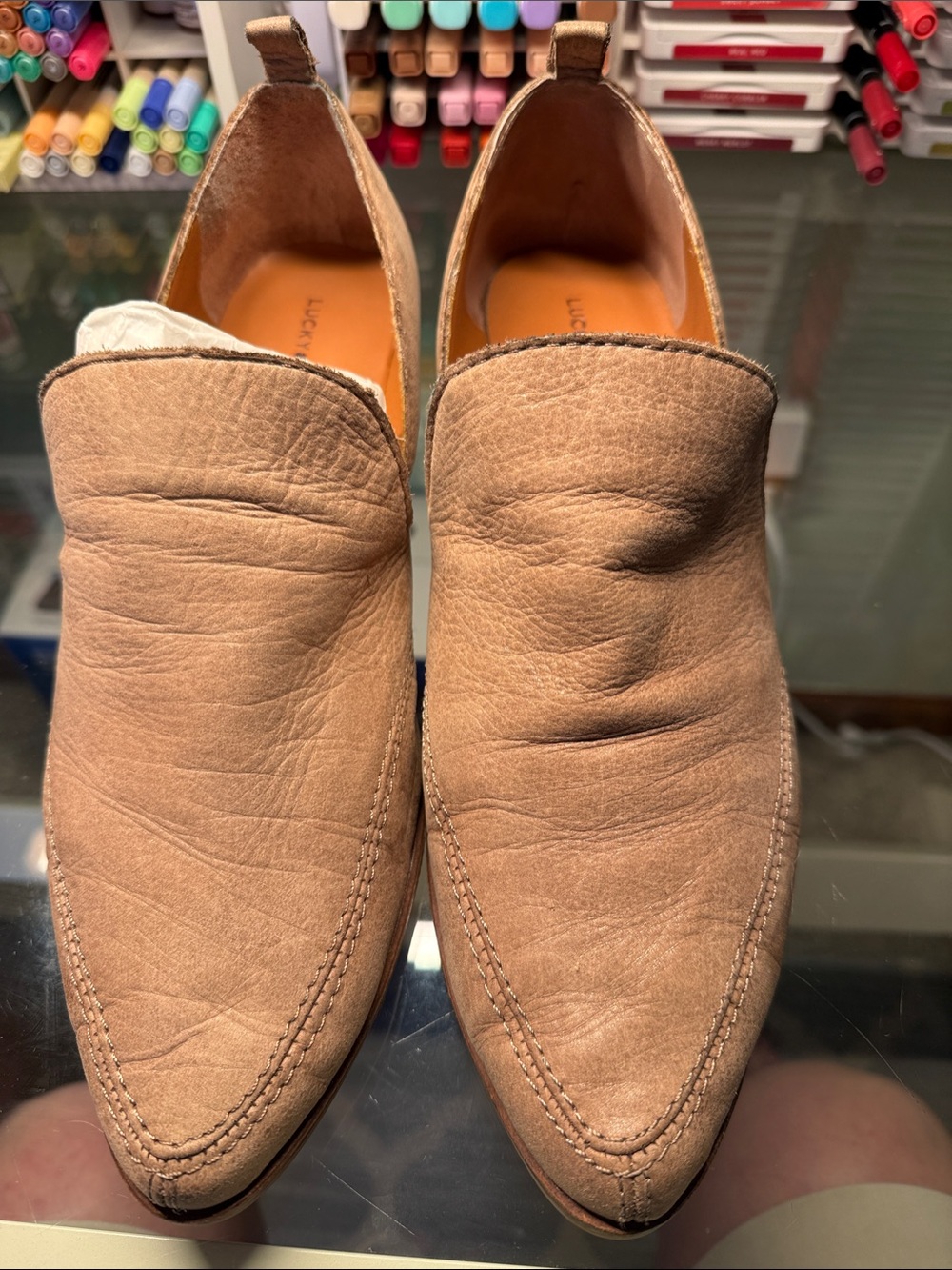 Lucky Brand Women’s Slip-On Leather booties in Tan